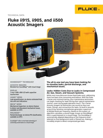 Fluke ii500, ii905 and ii915 Sonic Acoustic Imager
