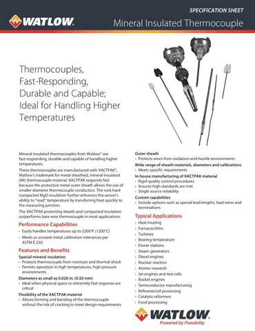 Watlow AC Style Mineral Insulated Mini Plug Thermocouple
