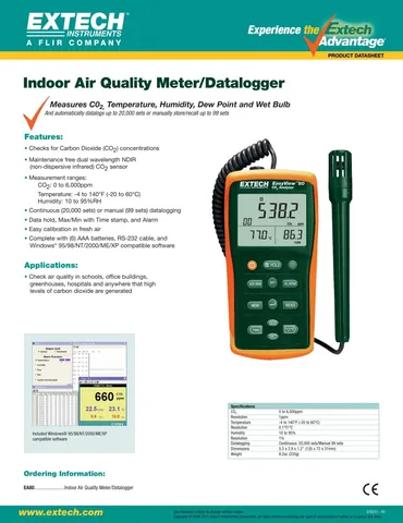 Extech EA80 EasyView Indoor Air Quality Meter/Datalogger