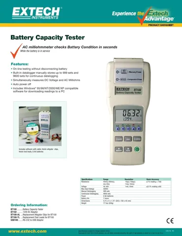 Extech BT100 Battery Capacity Tester