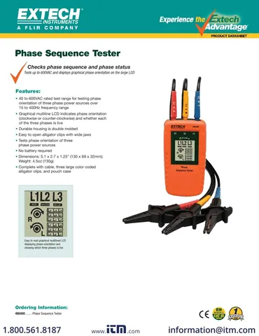Extech 480400 3-Phase Rotation Tester