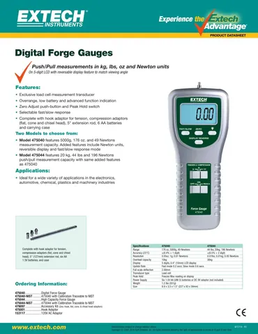 Extech 475040 and 475044 Digital Force Gauges