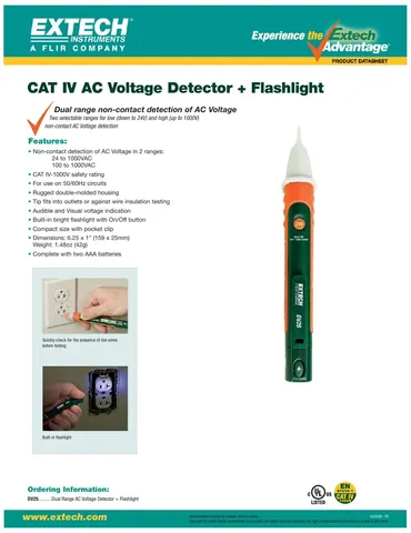 Extech DV25 Dual-Range AC Voltage Detector
