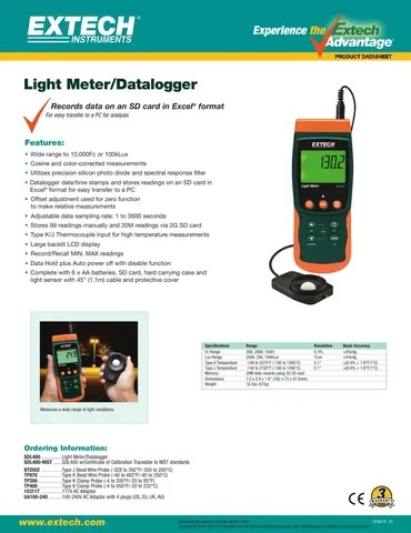 Extech SDL400 Light Meter/Datalogger