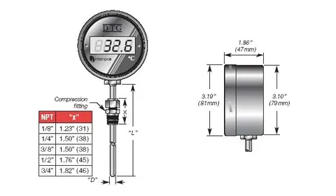 Intempco DTG53/DTG54 LCD Digital Temperature Gauge