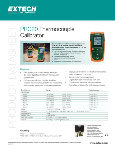 Extech PRC20 Thermocouple Calibrator
