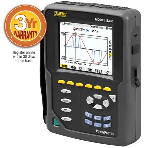 AEMC PowerPad III Model 8336 Power Quality Analyzer