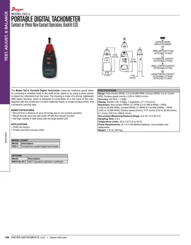 Dwyer Instruments TAC-L Tachometer