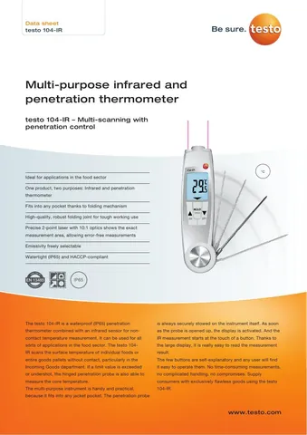 Testo 104-IR Multi-purpose Infrared and Penetration Thermometer