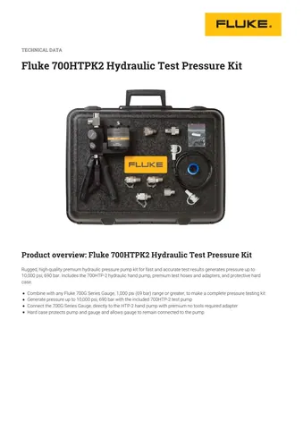 Fluke 700HTPK2 Premium Hydraulic Test Pressure Kit