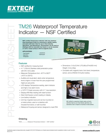Extech TM26 NSF Certified Temperature Indicator