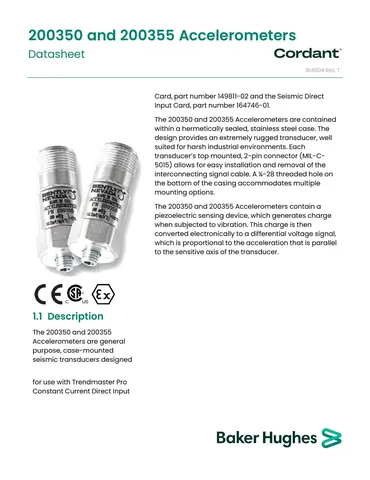Bently Nevada 200350 / 200355 Accelerometers