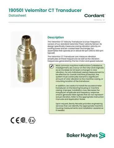 Bently Nevada 190501 CT Velomitor Velocity Transducer