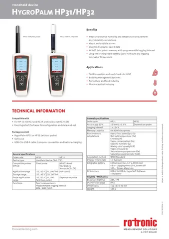 Rotronic HygroPalm HP32 Handheld Humidity Meter