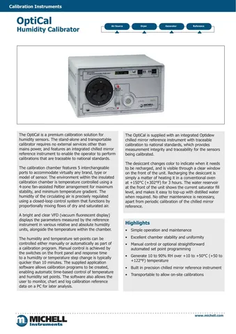 Michell Instruments OptiCal Humidity & Temperature Calibrator