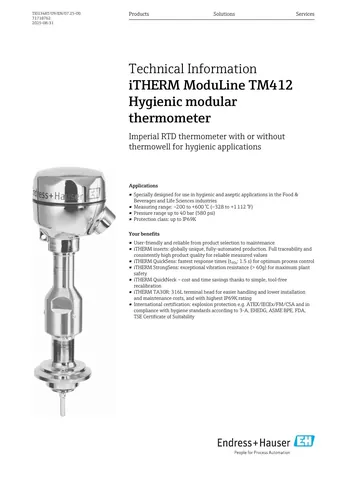 Endress+Hauser iTHERM ModuLine TM412 Hygienic Thermometer