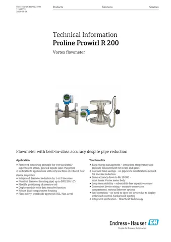 Endress+Hauser Proline Prowirl R 200 Vortex Flow Meter