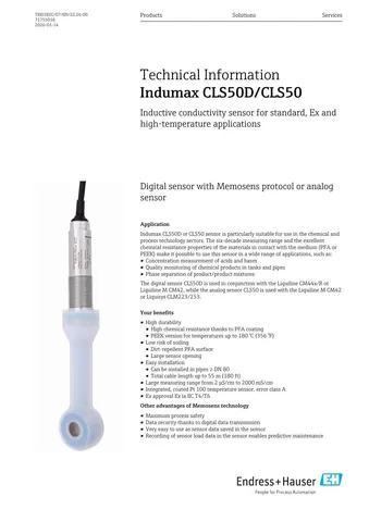 Endress+Hauser Indumax CLS50D Conductivity Sensor
