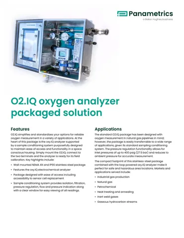 Panametrics O2.IQ Oxygen Analyzer Package
