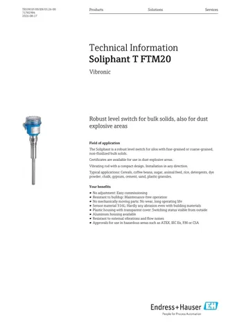 Endress+Hauser Soliphant FTM20 Level Switch