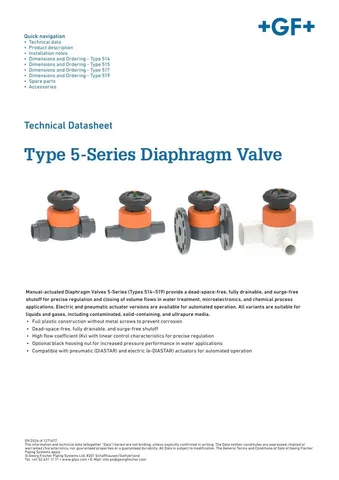 Georg Fischer 5-Series Type 514 Diaphragm Valve