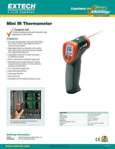 Extech 42510A Wide Range Mini IR Thermometer