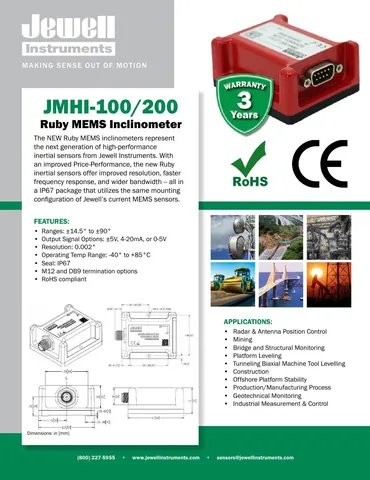 Jewell Instruments JMHI-100/200 Ruby MEMS Inclinometer