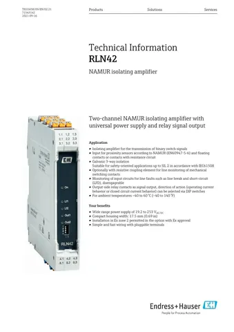 Endress+Hauser RLN42 NAMUR Isolating Amplifier