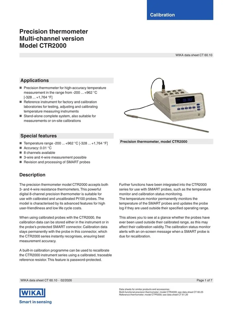 WIKA CTR2000 Precision Thermometer