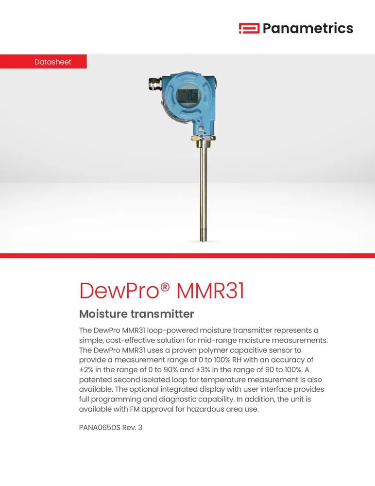 Panametrics DewPro MMR31 Moisture Transmitter