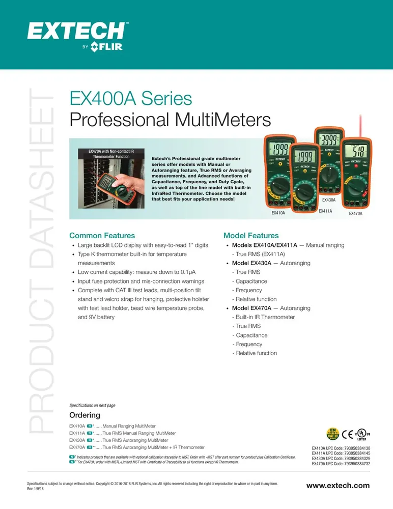 Extech EX430A True RMS Autoranging Multimeter