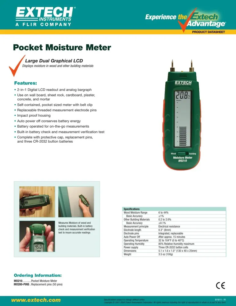 Extech MO210 Pocket Moisture Meter