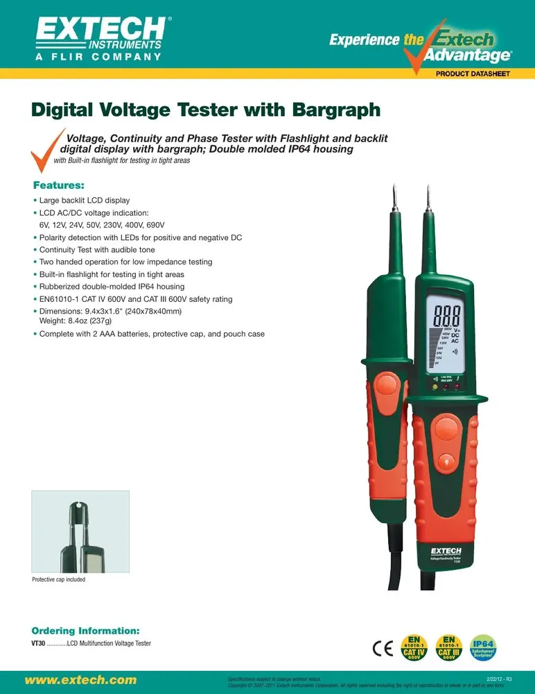 Extech VT30 Digital Voltage Tester