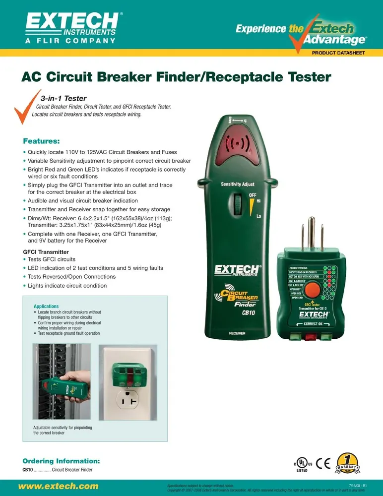 Extech CB10 Circuit Breaker Finder