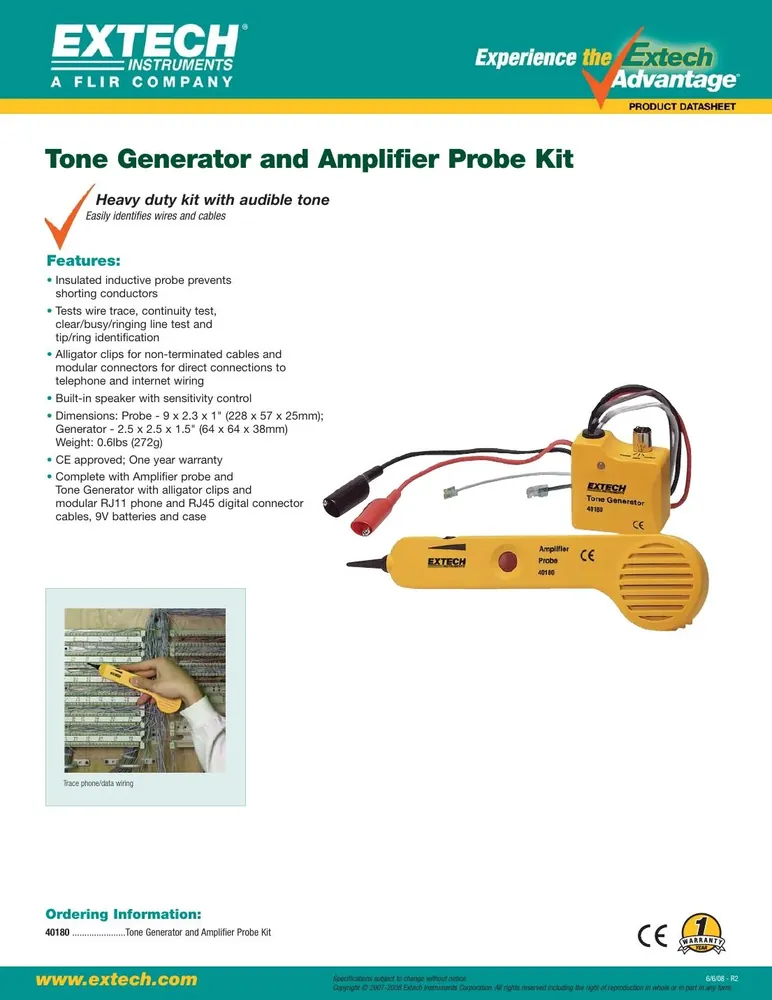Extech 40180 Tone Generator and Amplifier Probe Kit