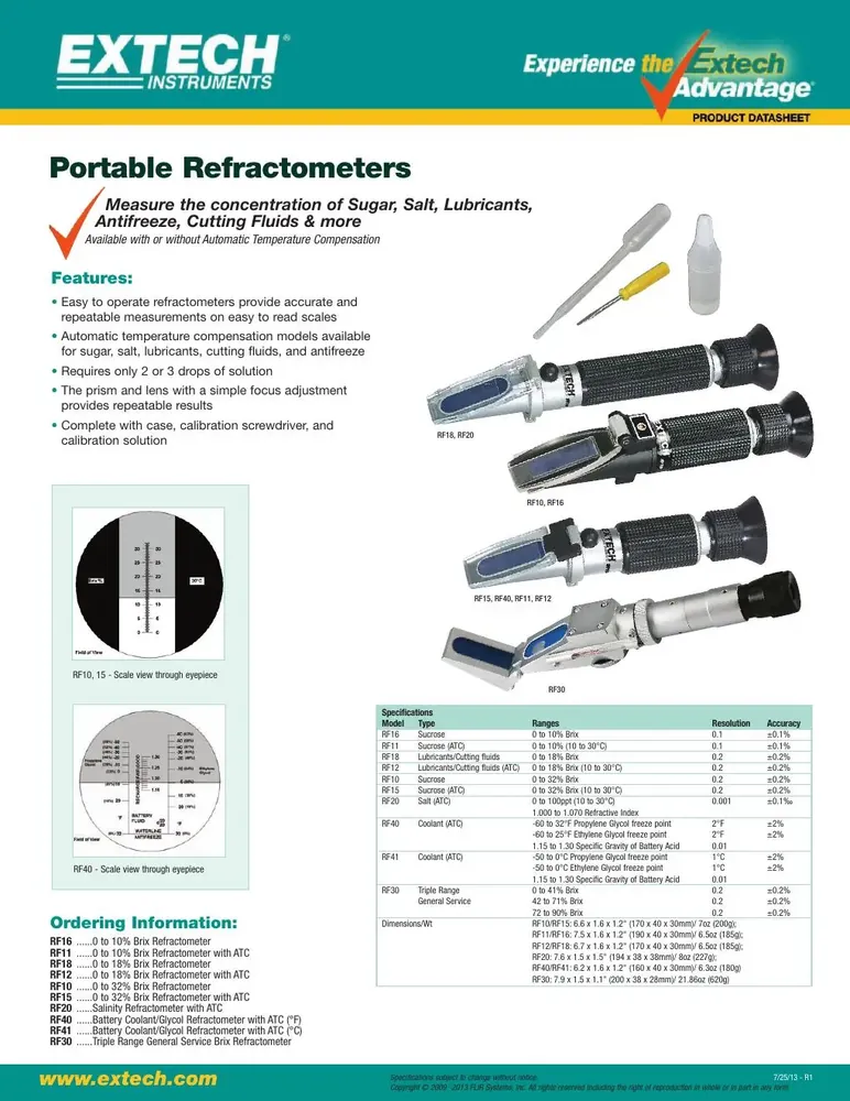 Extech RF Series Portable Refractometers