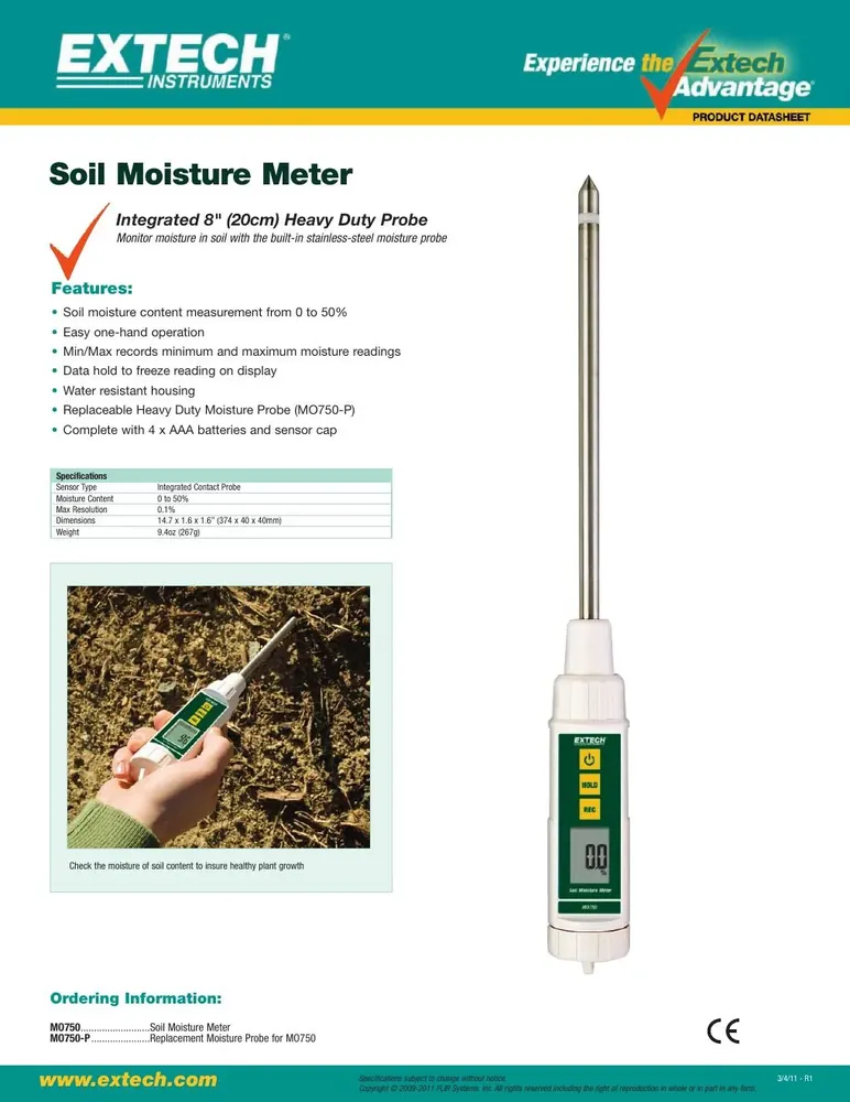 Extech MO750 Soil Moisture Meter