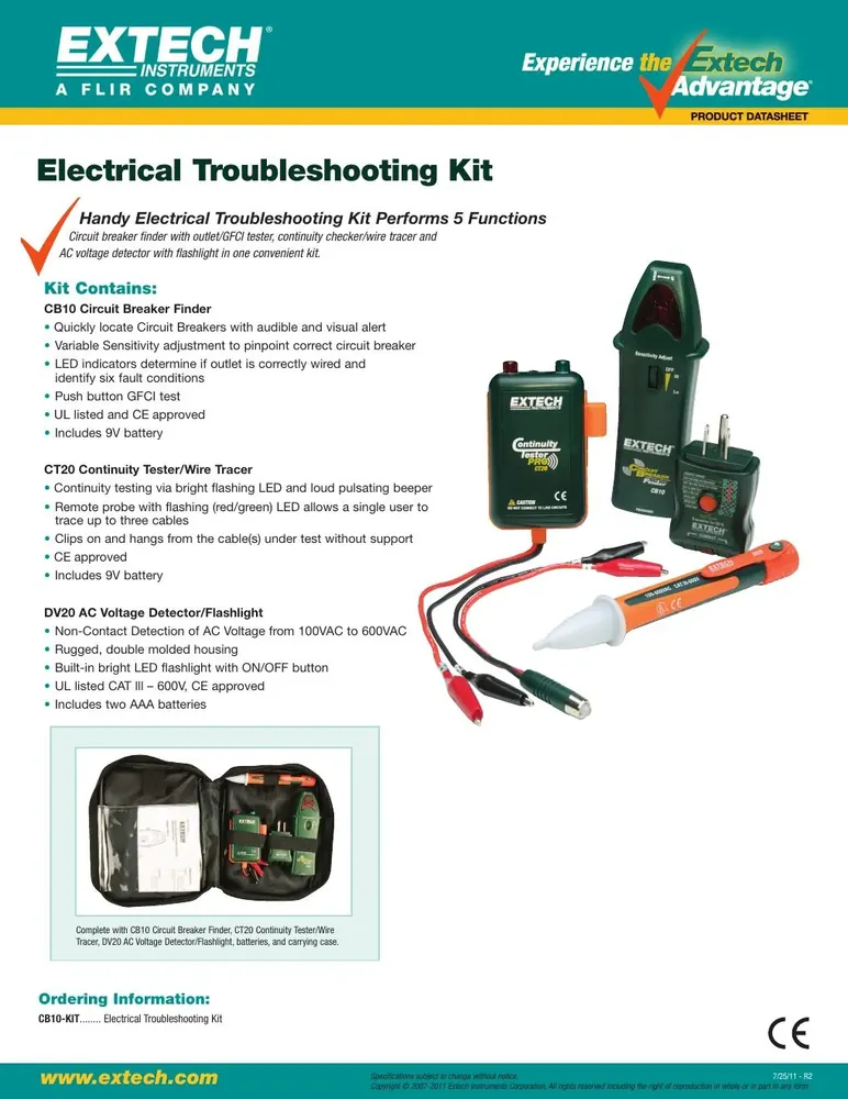 Extech CB10 - KIT طقم استكشاف الأخطاء الكهربائية وإصلاحها
