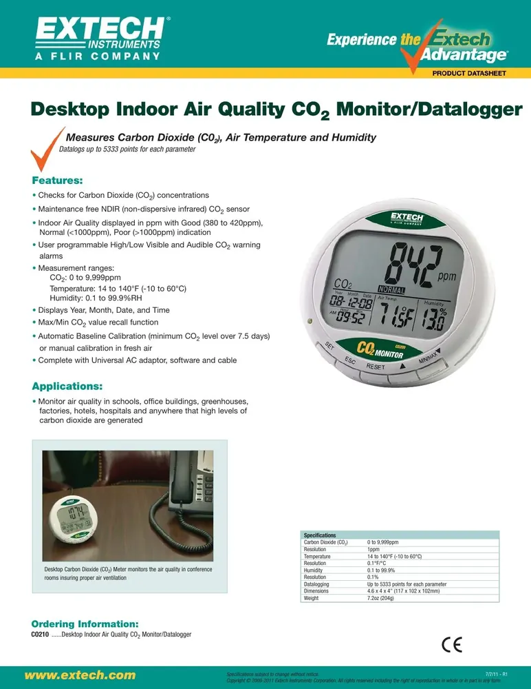 Extech CO210 CO2 Monitor & Data Logger