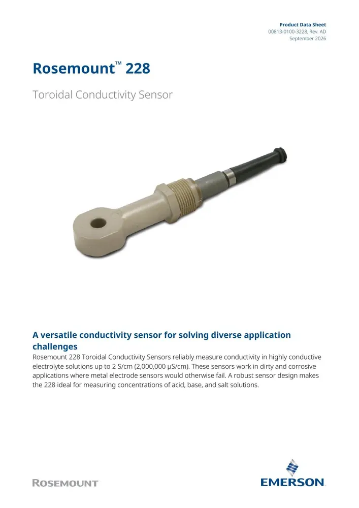 Rosemount 228 Toroidal Conductivity Sensor