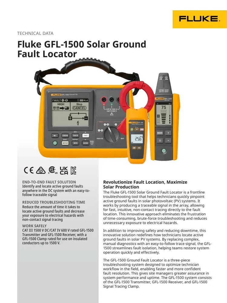 Fluke GFL-1500 Solar Ground Fault Locator