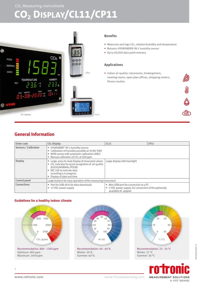 Rotronic CP11 Indoor Air Quality Meter