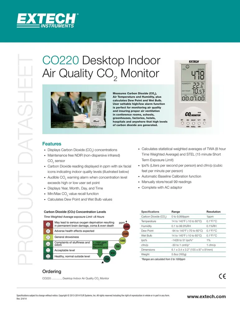 Extech CO220 Air Quality CO2 Monitor