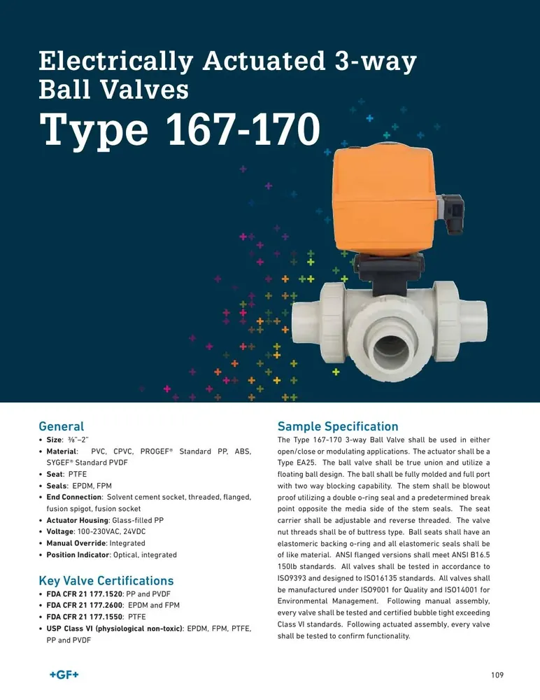 Georg Fischer Type 167 Electrically Actuated 3-Way Ball Valve