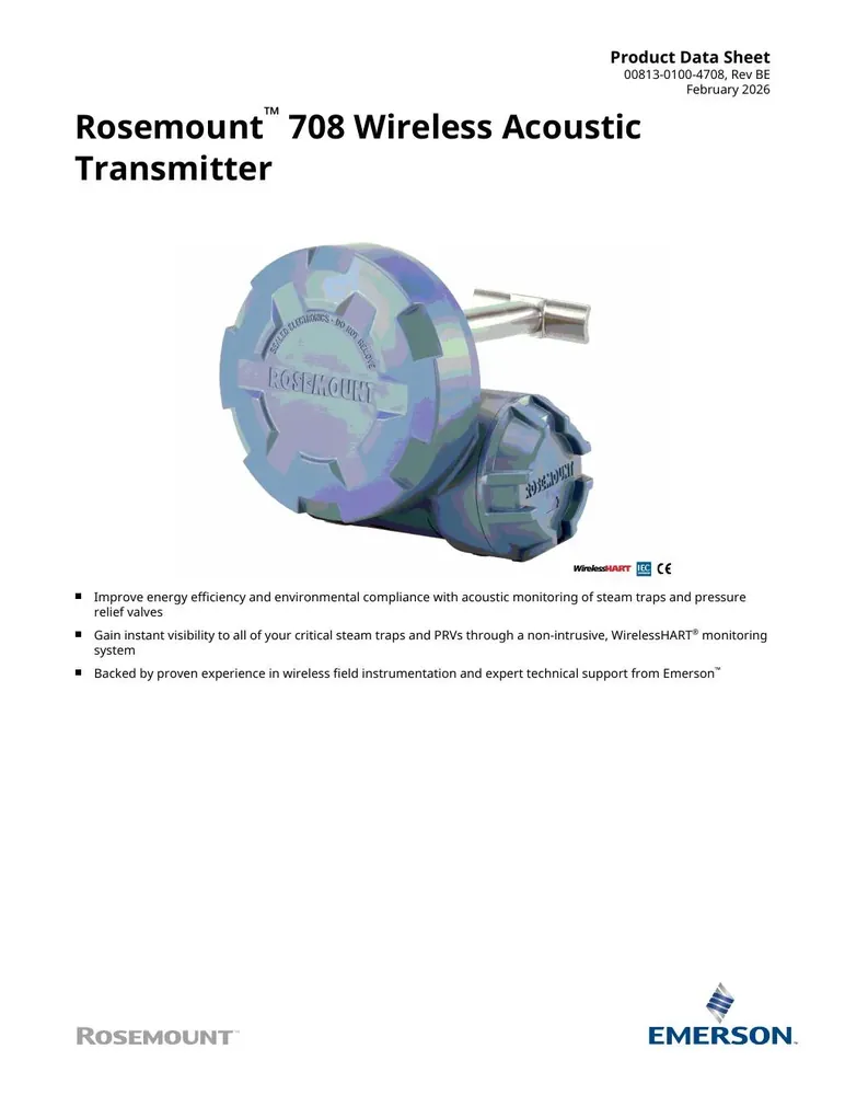 Rosemount 708 Wireless Acoustic Transmitter