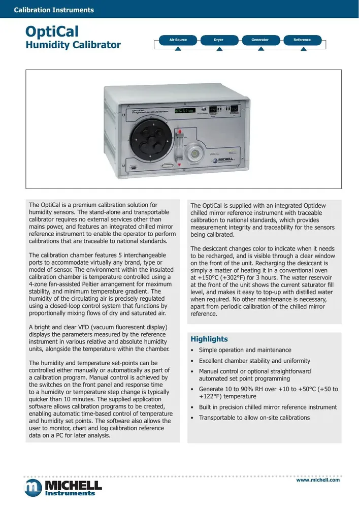 Michell Instruments OptiCal Humidity & Temperature Calibrator