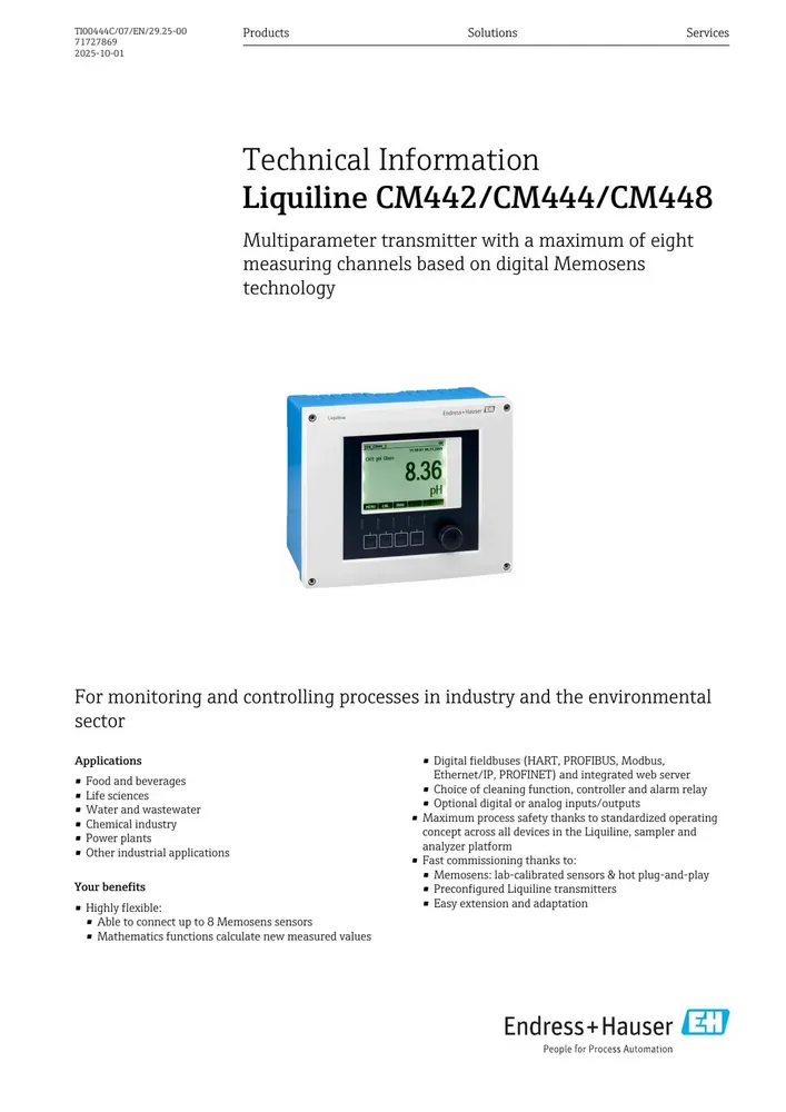 Endress+Hauser Liquiline CM442 Multiparameter Transmitter
