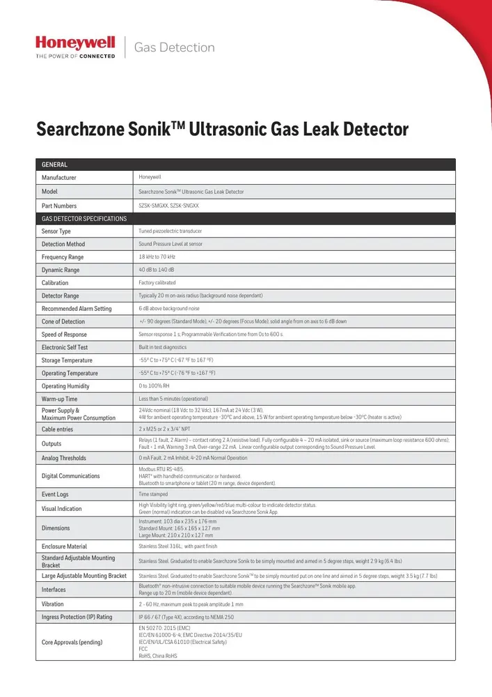 Honeywell Searchzone Sonik Ultrasonic Gas Leak Detector