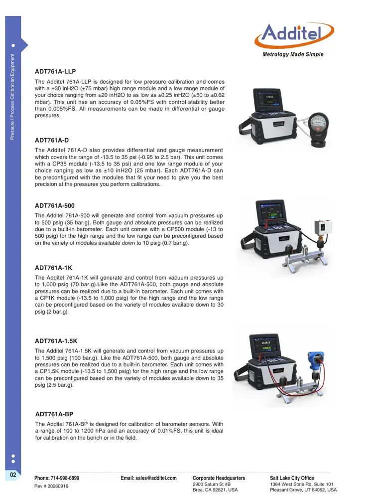 Additel ADT 761A Automated Pressure Calibrator