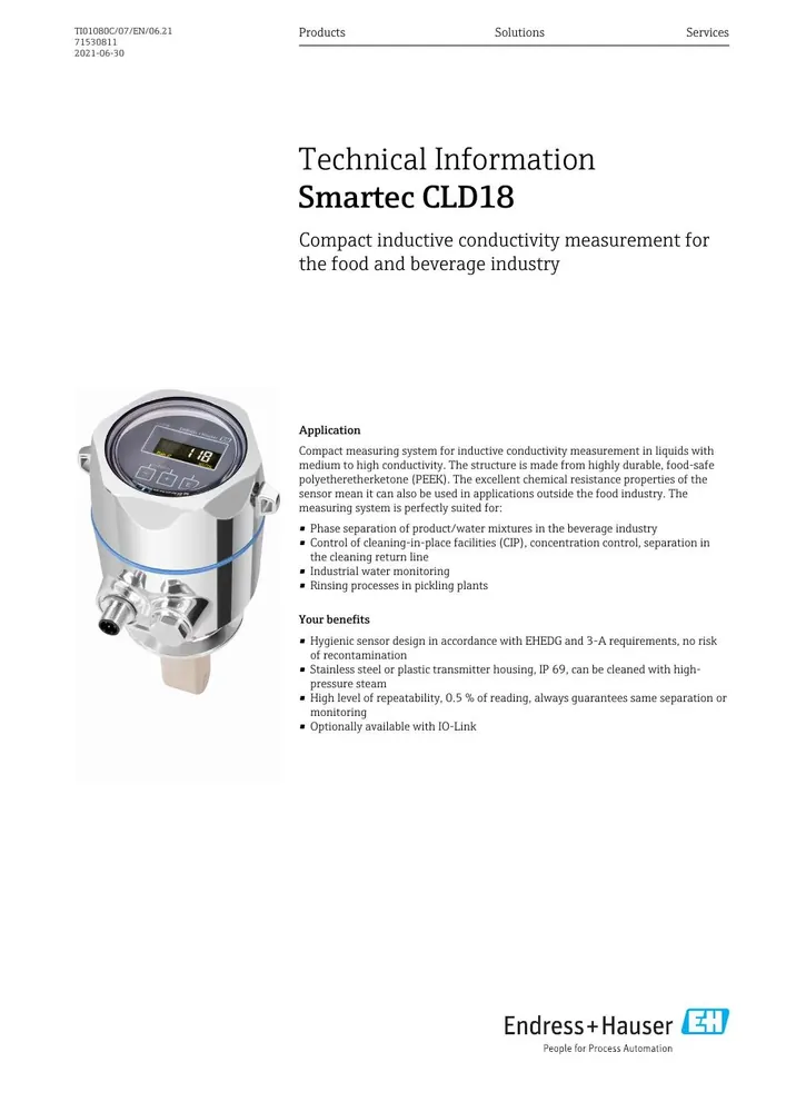 Endress+Hauser Smartec CLD18 Compact Conductivity Device